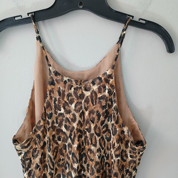 VTG 1990s Hampton Nites Sz 12 Cheetah Print Chiffon Cocktail Maxi Dress Lined - Picture 11 of 14